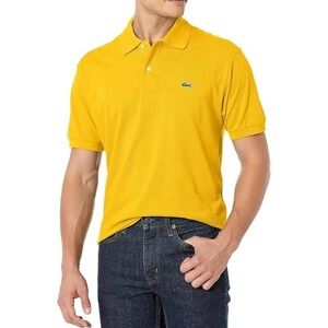 Lacoste Polo Shirt Mens FR 9 4XL Yellow Excellent Classic Fit Cotton Pique